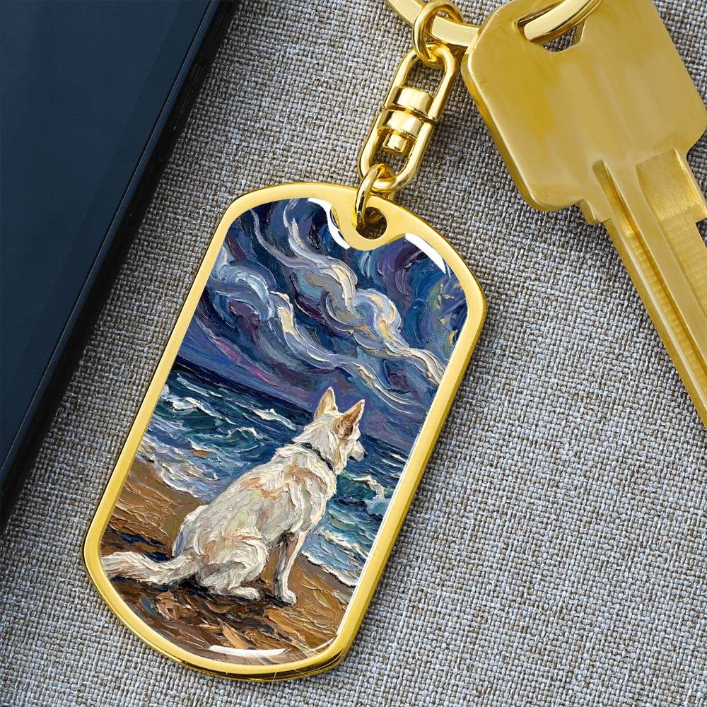 Beach Nights - Swiss Shepherd Dog Tag Keychain