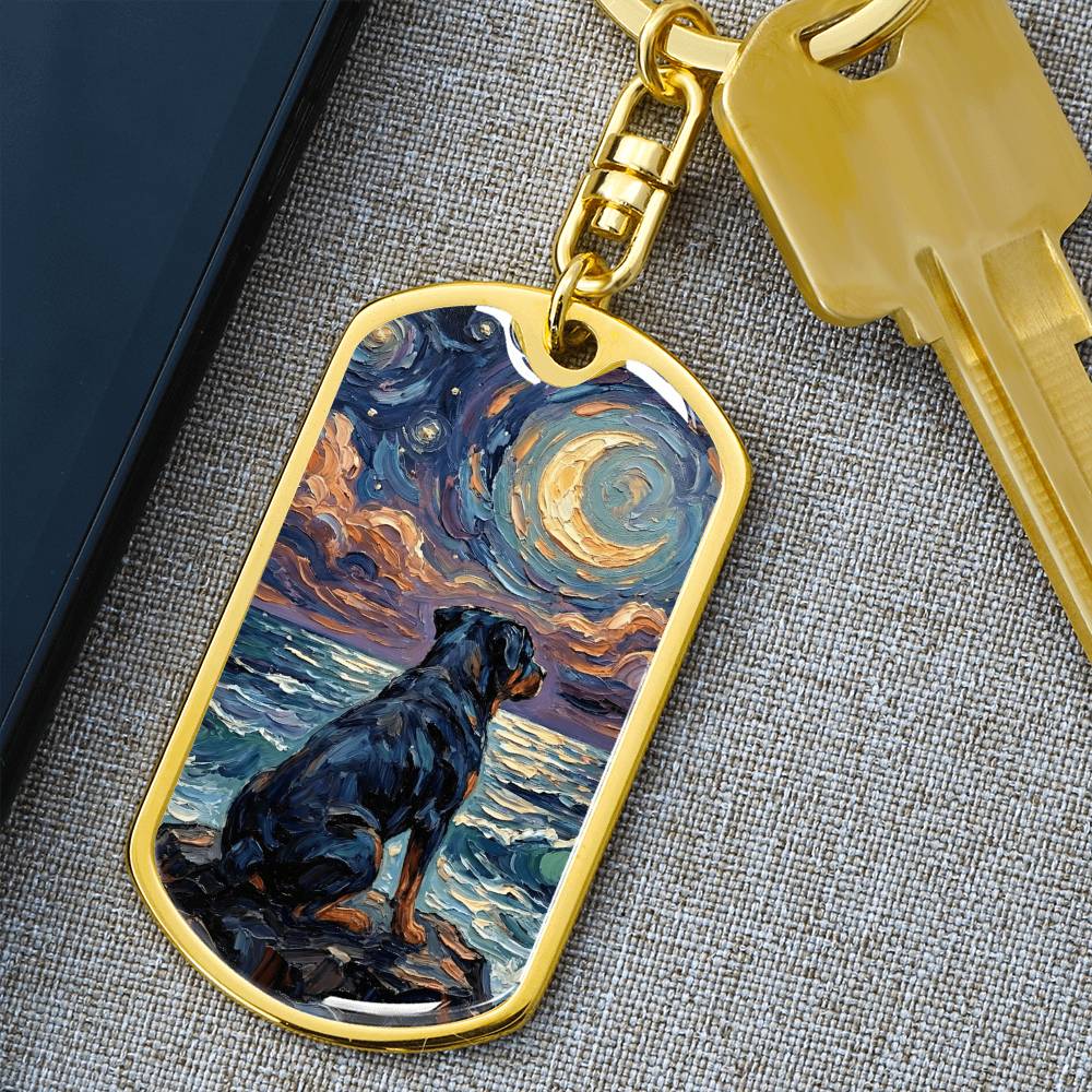Beach Nights - Rottweiler Dog Tag Keychain