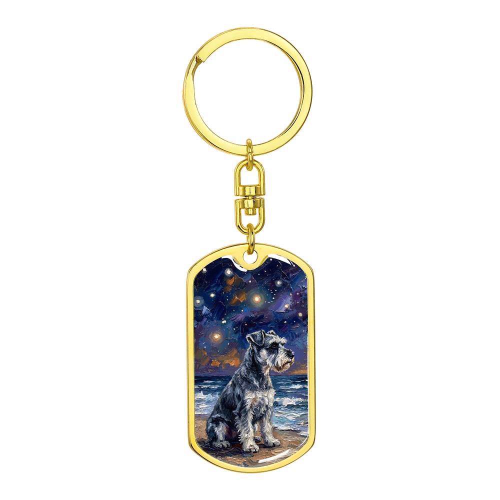 Beach Night - Schnauzer Dog Tag Keychain
