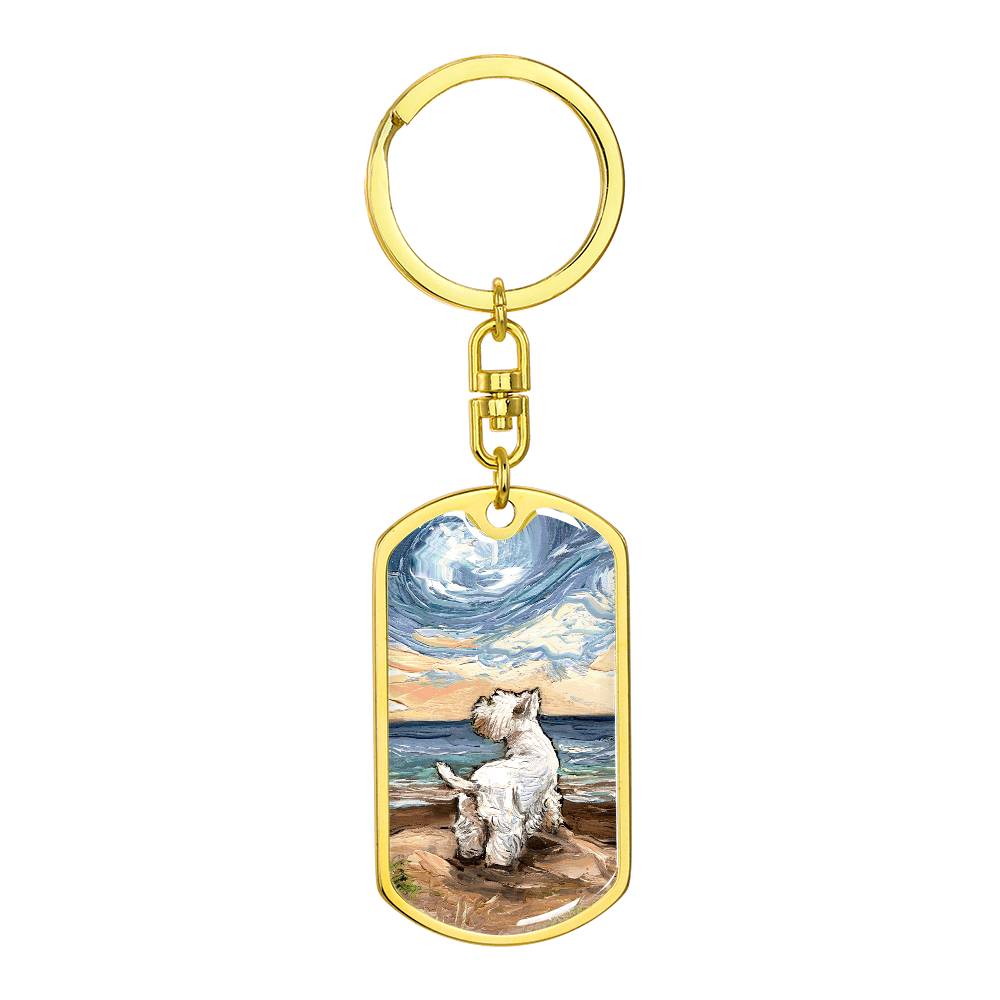 Beach Days - Westie Dog Tag Keychain
