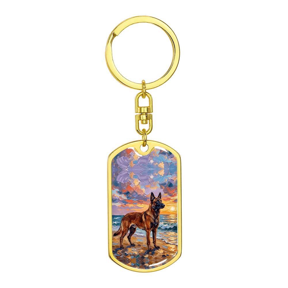 Beach Sunset - Malinois Dog Tag Keychain