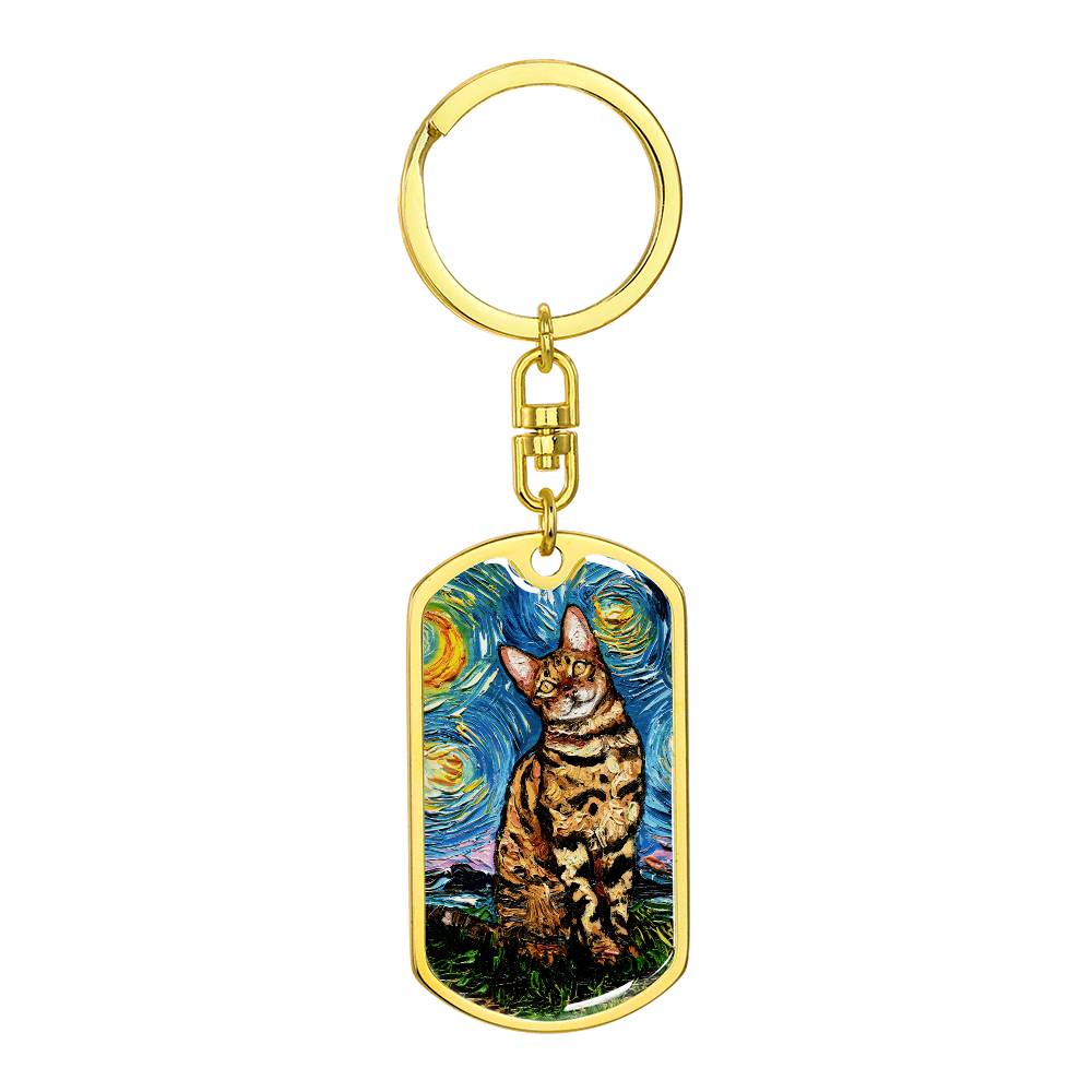 Bengal Starry Night Dog Tag Keychain