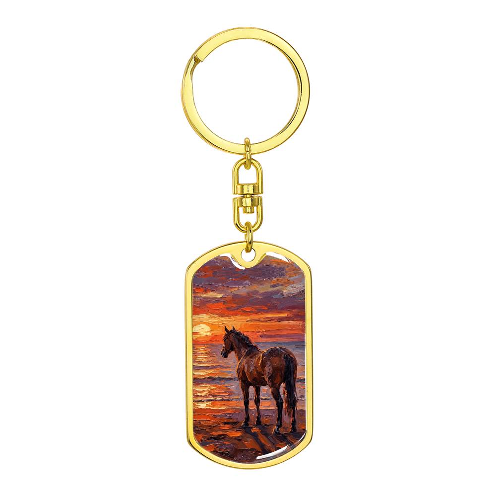 Sunset - Chocolate Mare Dog Tag Keychain