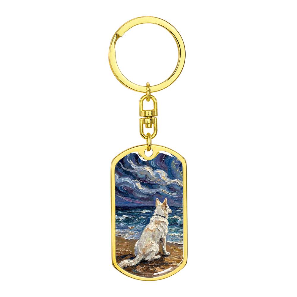 Beach Nights - Swiss Shepherd Dog Tag Keychain