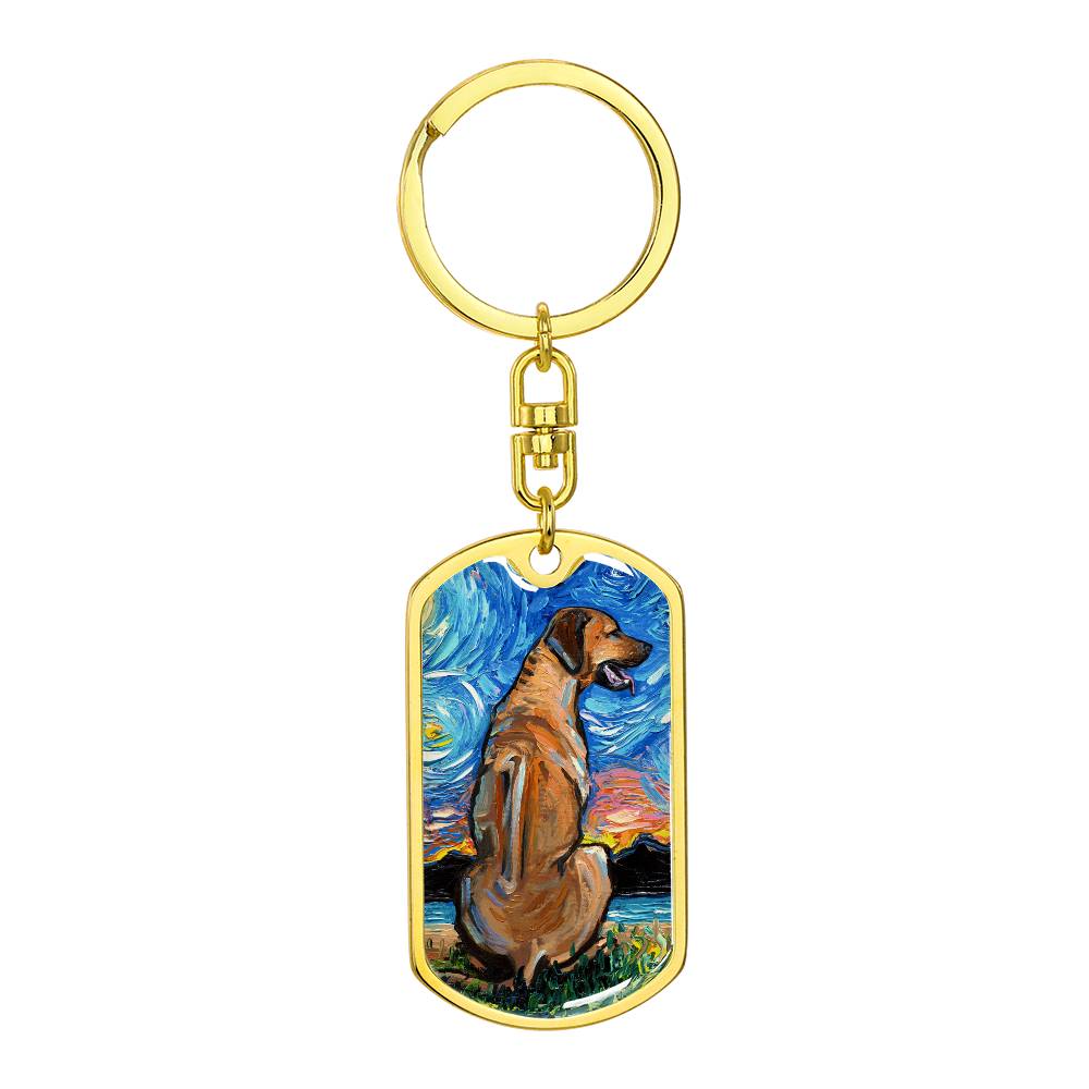 Rhodesian Ridgeback Starry Night Dog Tag Keychain