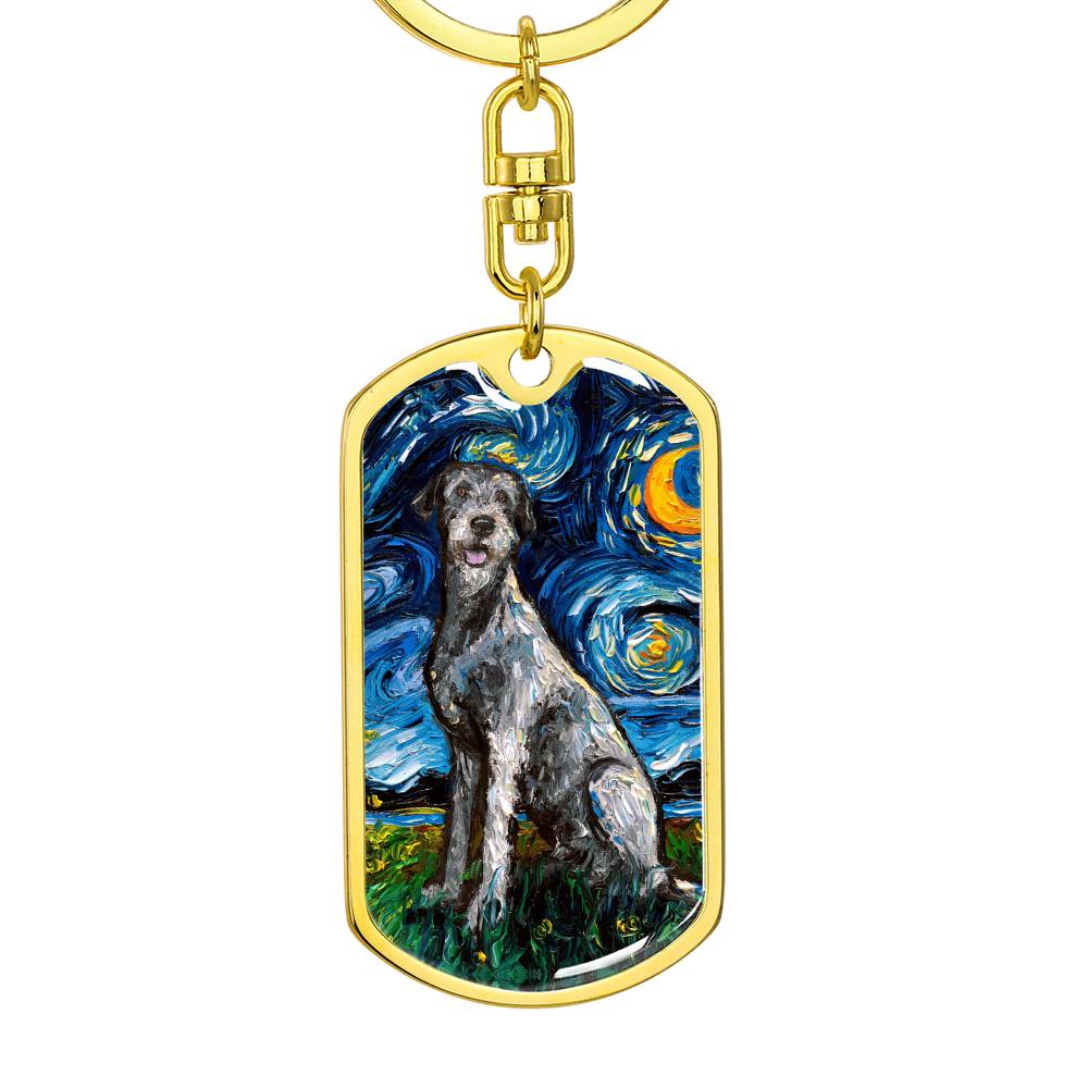Irish Wolfhound Starry Night Dog Tag Keychain