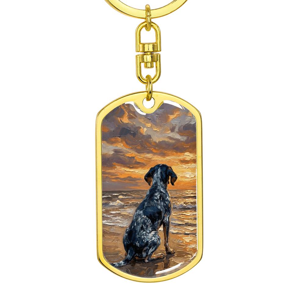 Beach Days - Blue Tick Coonhound Dog Tag Keychain