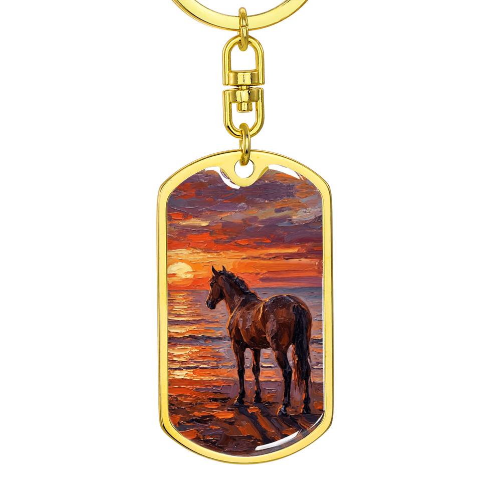 Sunset - Chocolate Mare Dog Tag Keychain