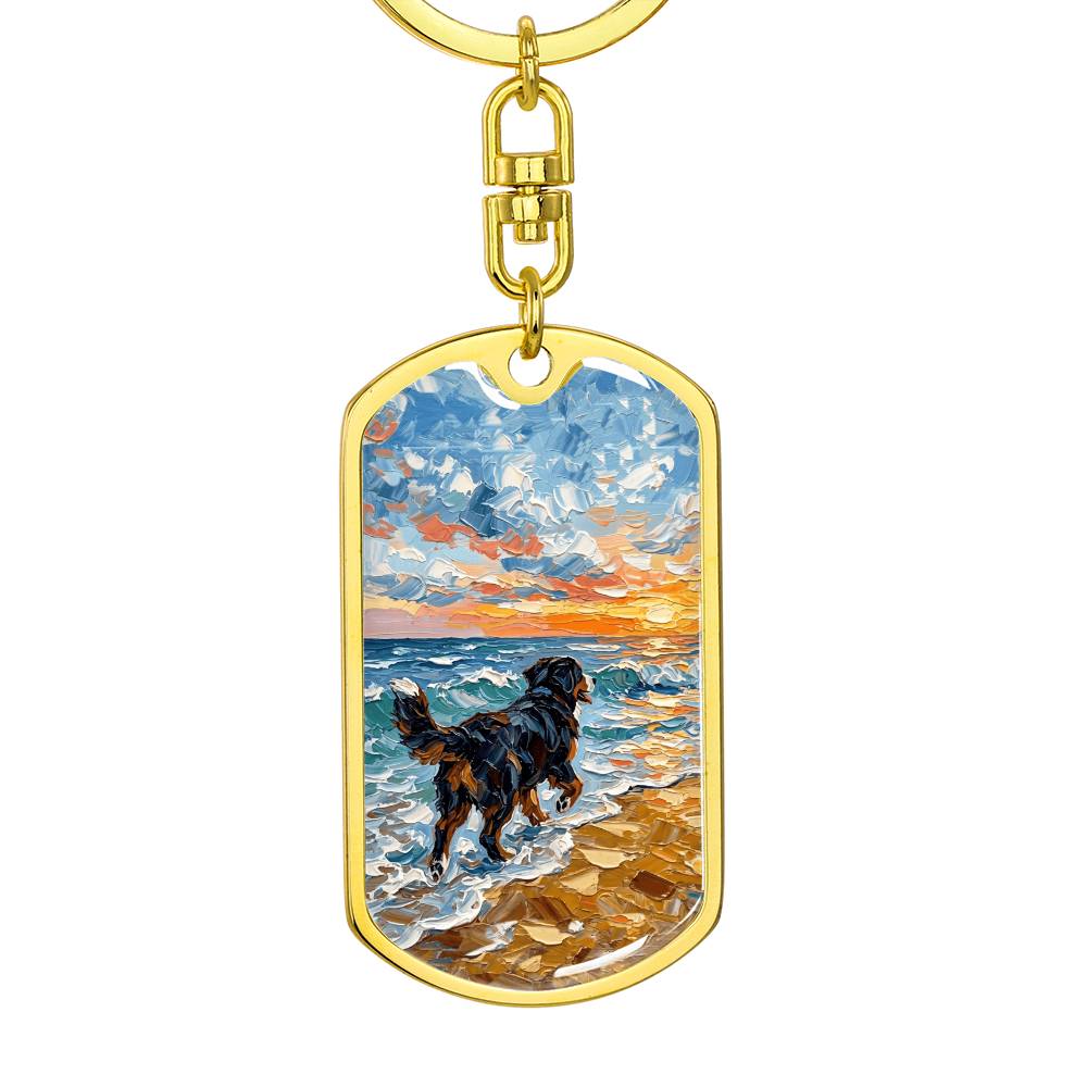 Beach Days - Bernese Mountain Dog Dog Tag Keychain