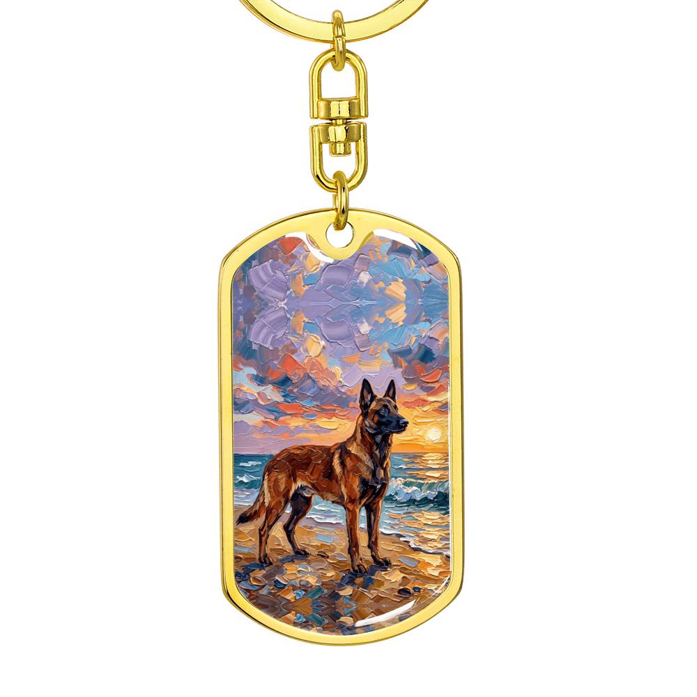 Beach Sunset - Malinois Dog Tag Keychain