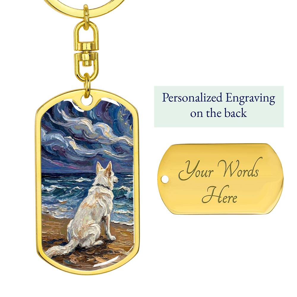 Beach Nights - Swiss Shepherd Dog Tag Keychain