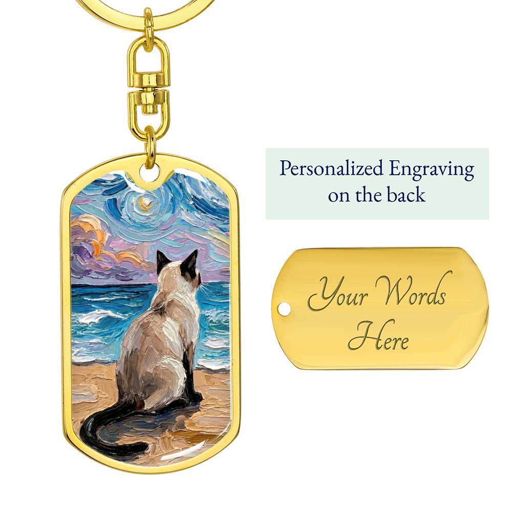 Beach Nights - Siamese Dog Tag Keychain