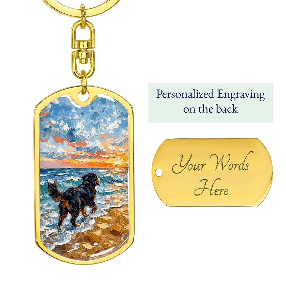Beach Days - Bernese Mountain Dog Dog Tag Keychain