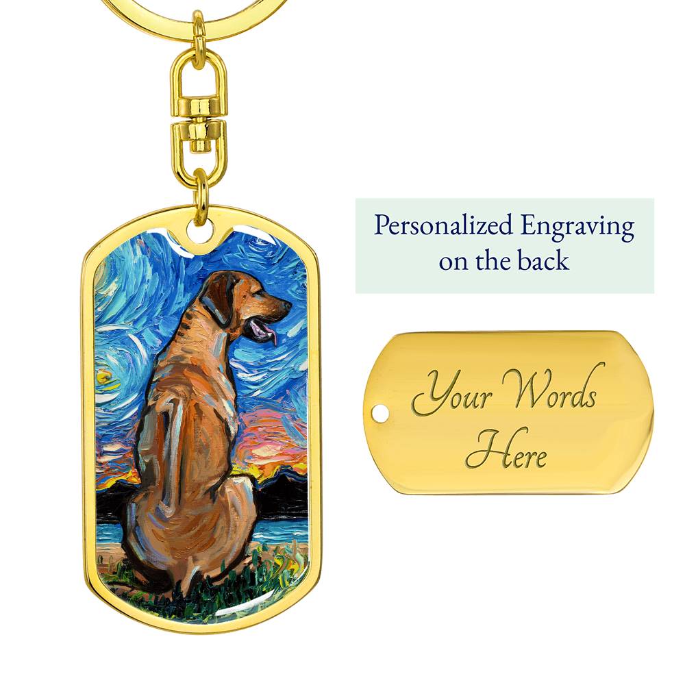 Rhodesian Ridgeback Starry Night Dog Tag Keychain