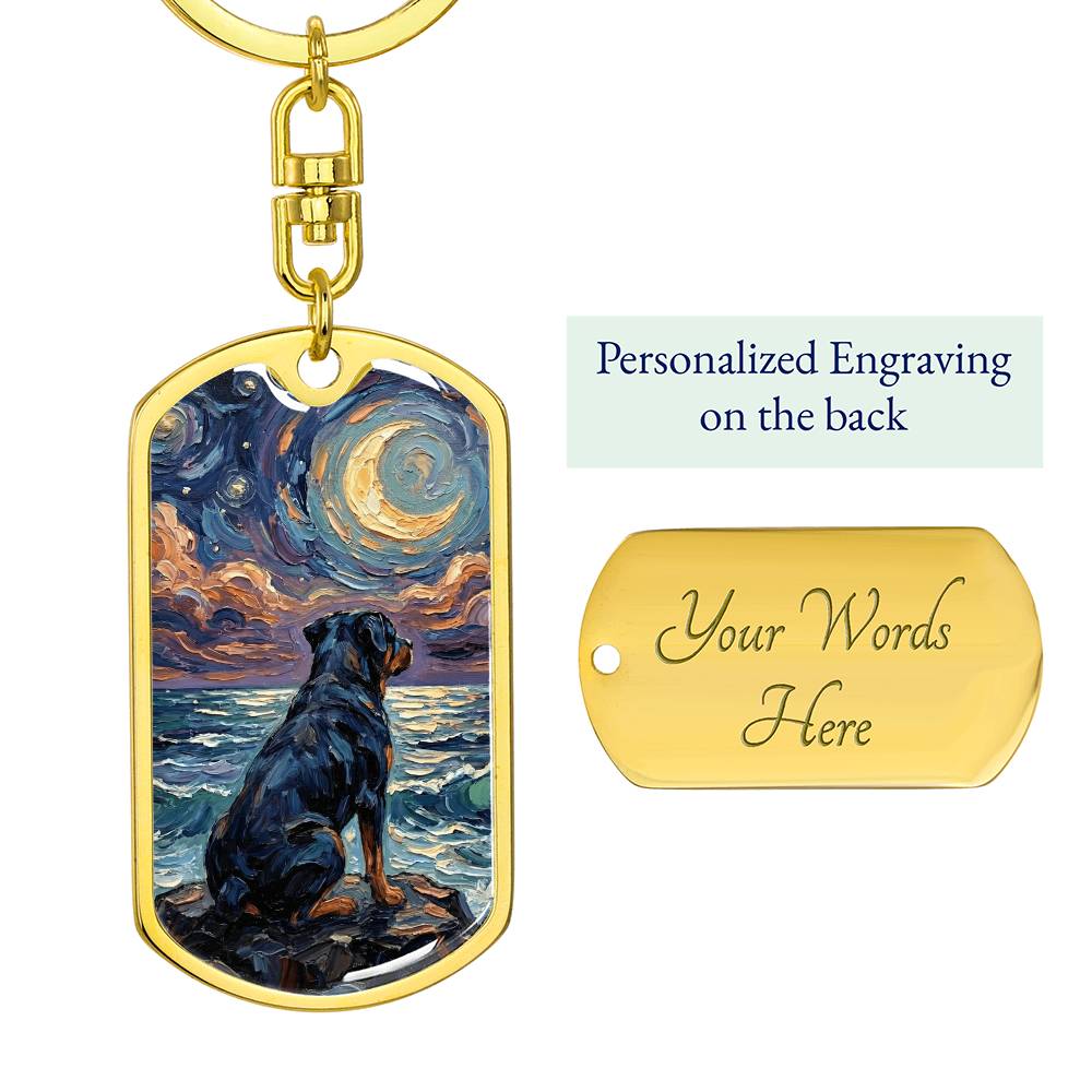 Beach Nights - Rottweiler Dog Tag Keychain