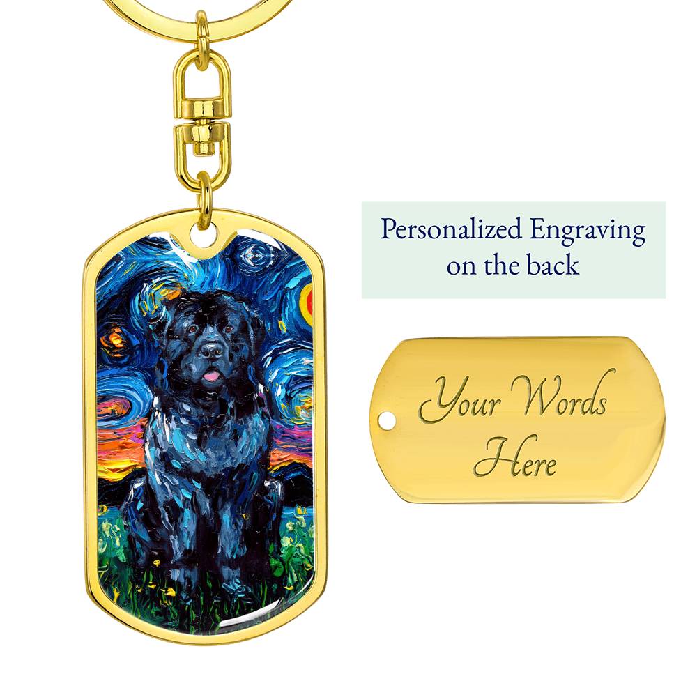 Newfoundland Starry Night Dog Tag Keychain