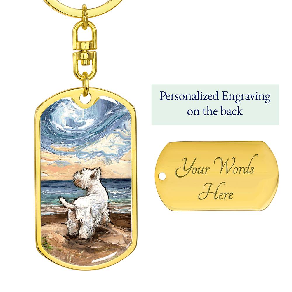 Beach Days - Westie Dog Tag Keychain