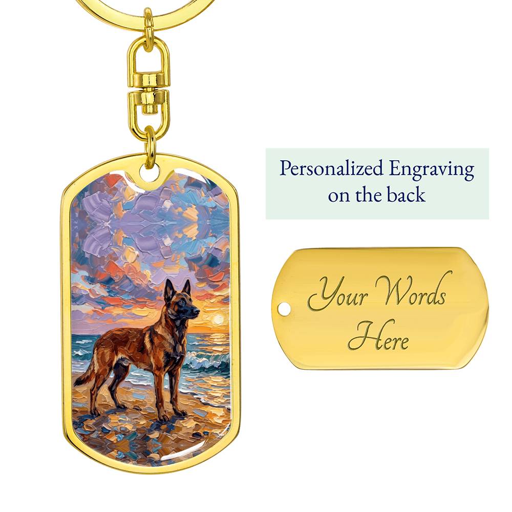 Beach Sunset - Malinois Dog Tag Keychain