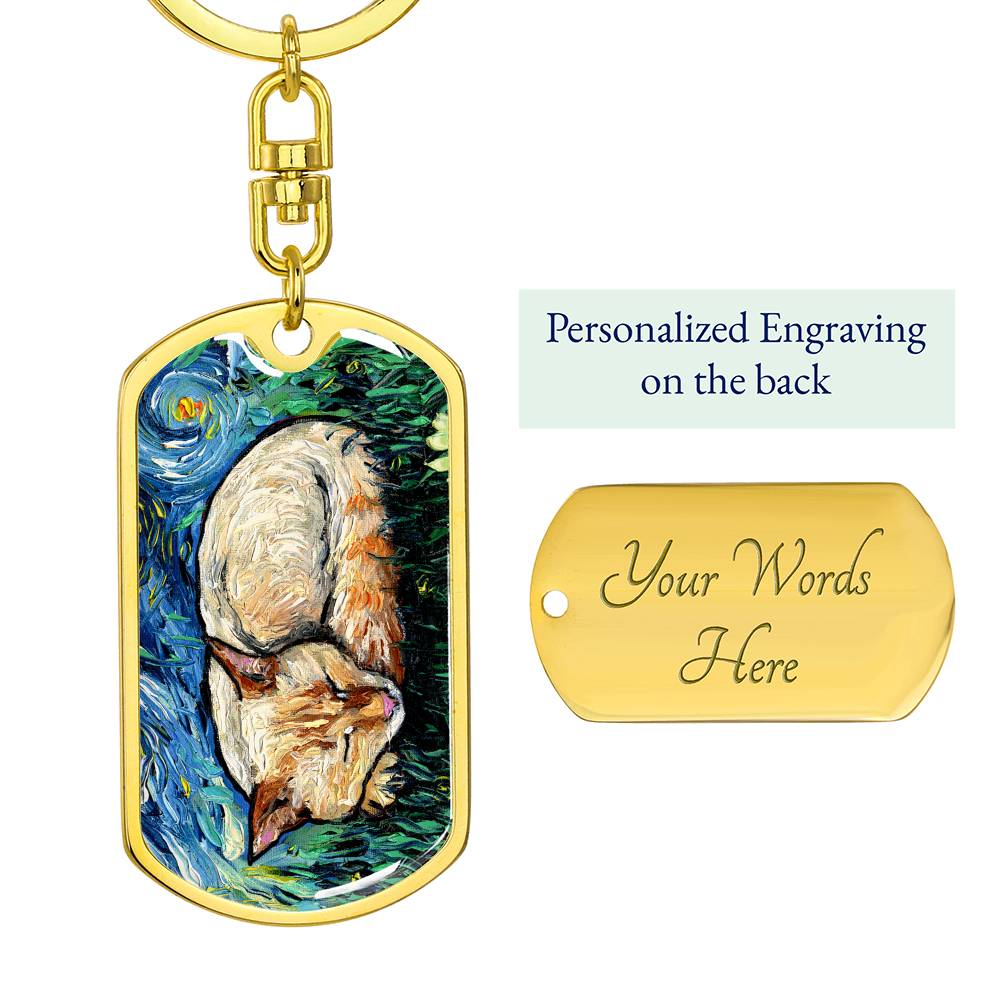 Sleeping Flame Point Siamese Dog Tag Keychain