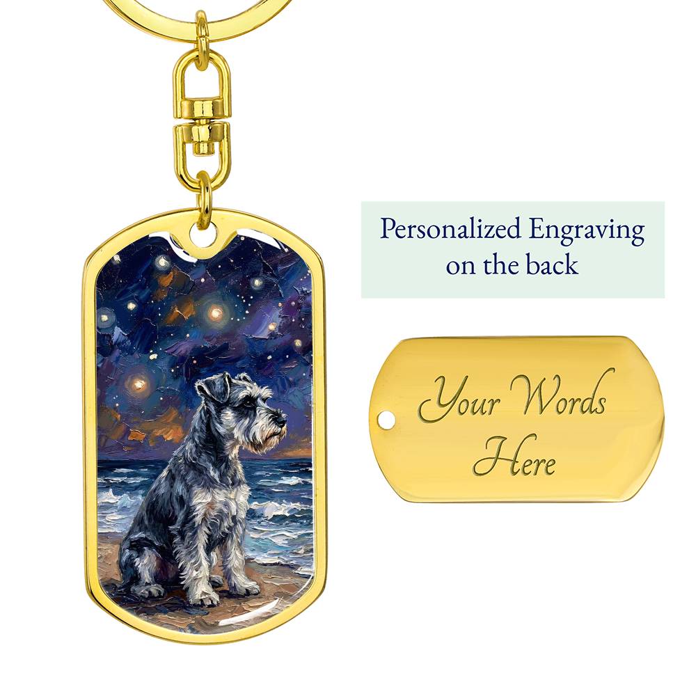 Beach Night - Schnauzer Dog Tag Keychain