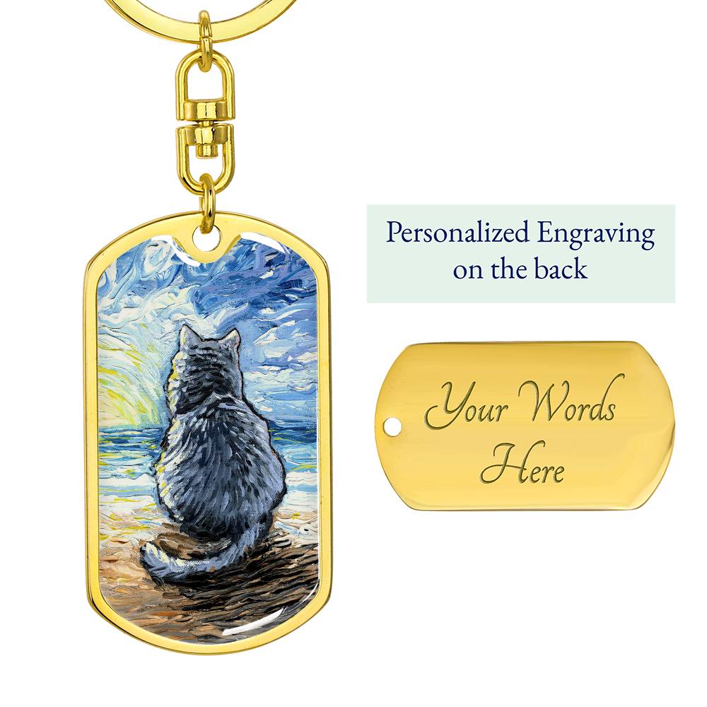 Beach Days - Nebelung Cat Dog Tag Keychain