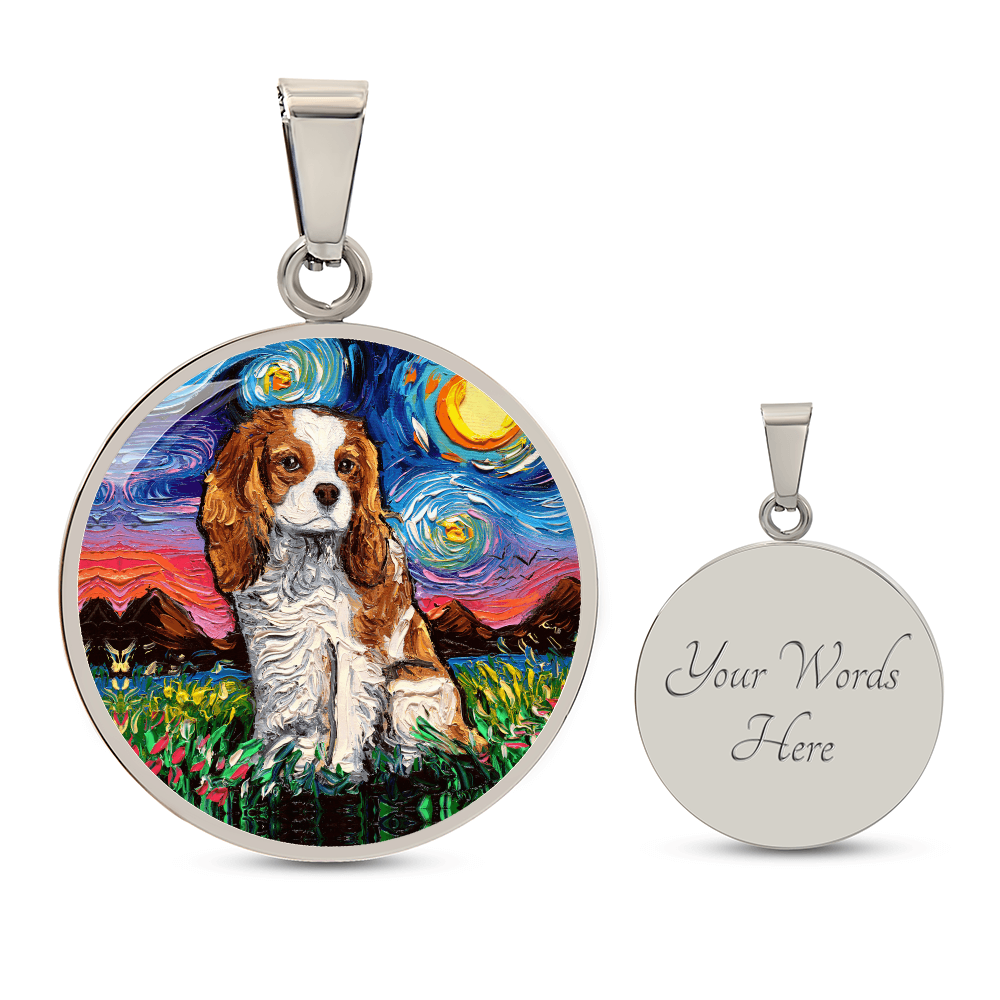 Blenheim Spaniel Starry Night Round Necklace