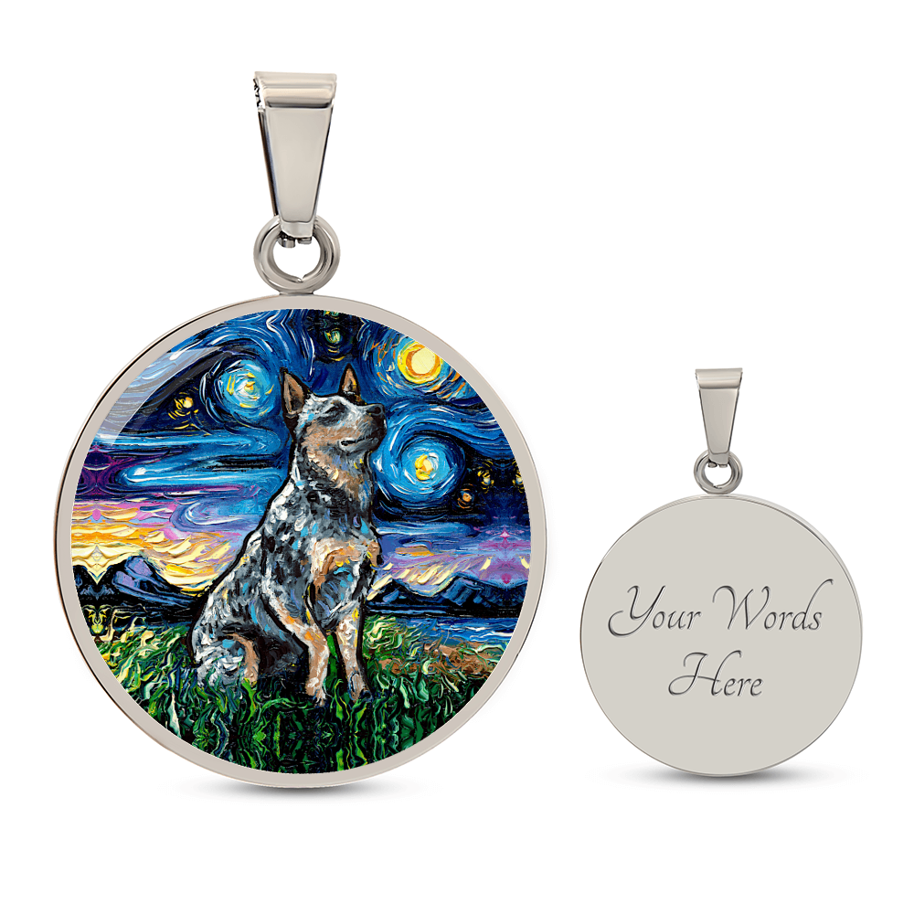 Blue Heeler Starry Night Round Necklace