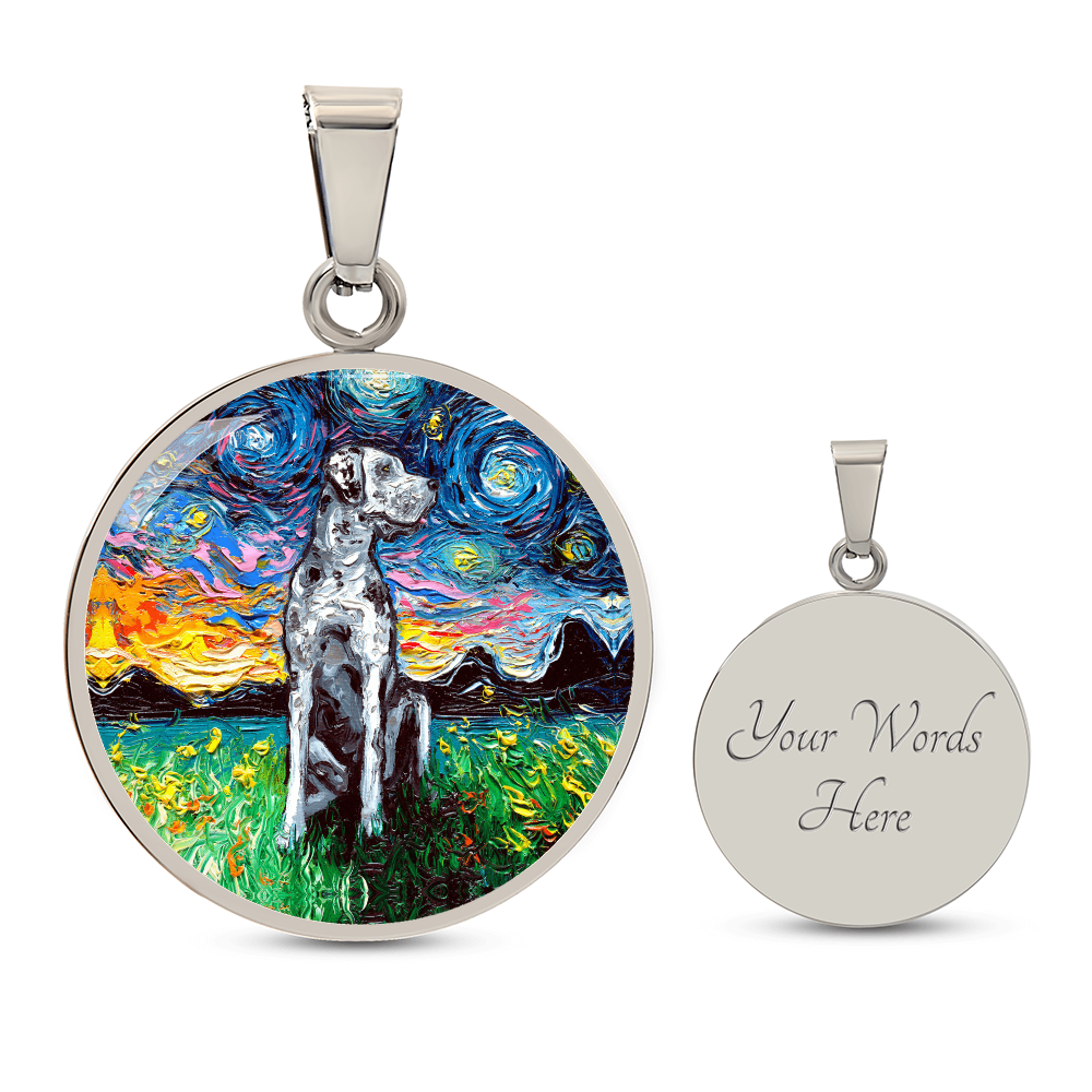 Merle Great Dane Starry Night Round Necklace