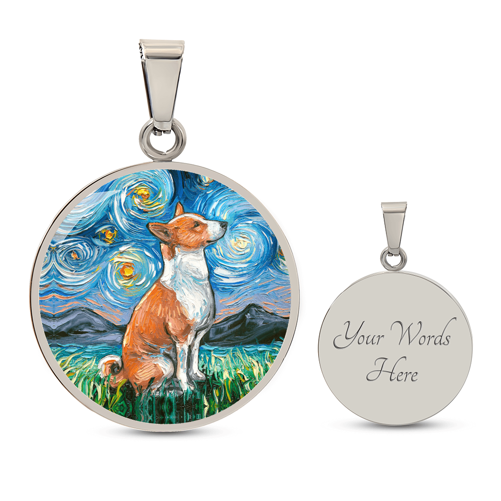 Basenji Starry Night Round Necklace