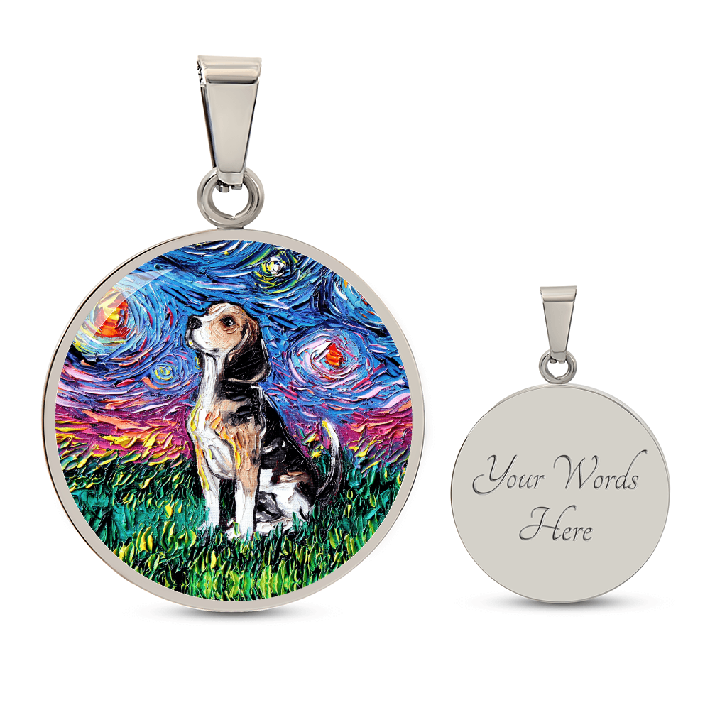 Beagle Starry Night Round Necklace