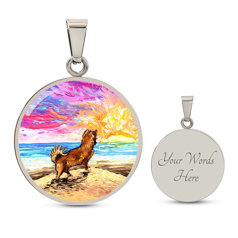 Beach Days - Chihuahua Starry Night Round Necklace