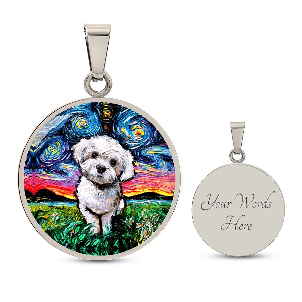 Maltipoo Starry Night Round Necklace