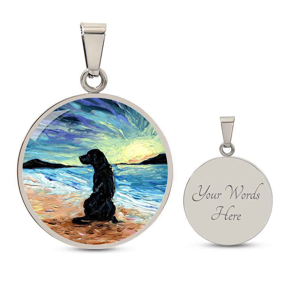 Beach Days - Black Labrador Round Necklace