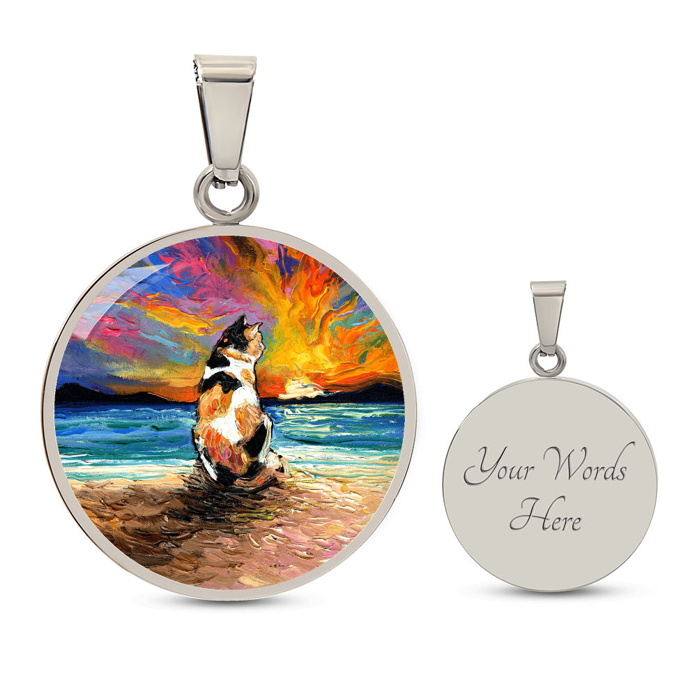 Beach Days - Calico Cat Starry Night Round Necklace