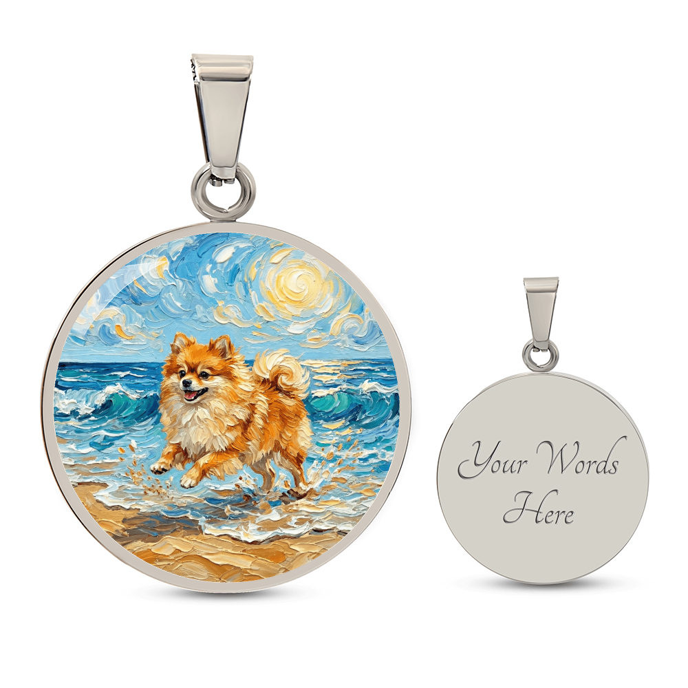 Beach Day - Pomeranian Round Necklace