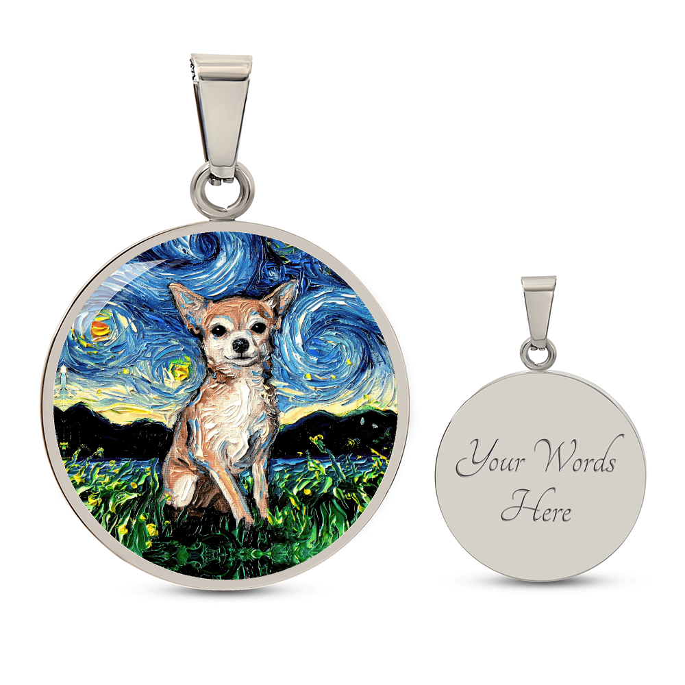 Chihuahua Starry Night Round Necklace