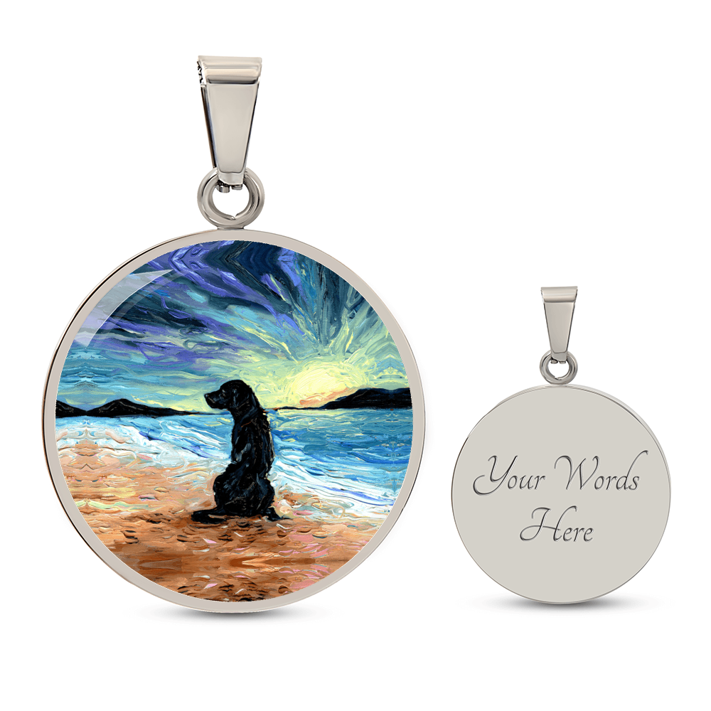 Beach Days - Black Labrador Round Necklace