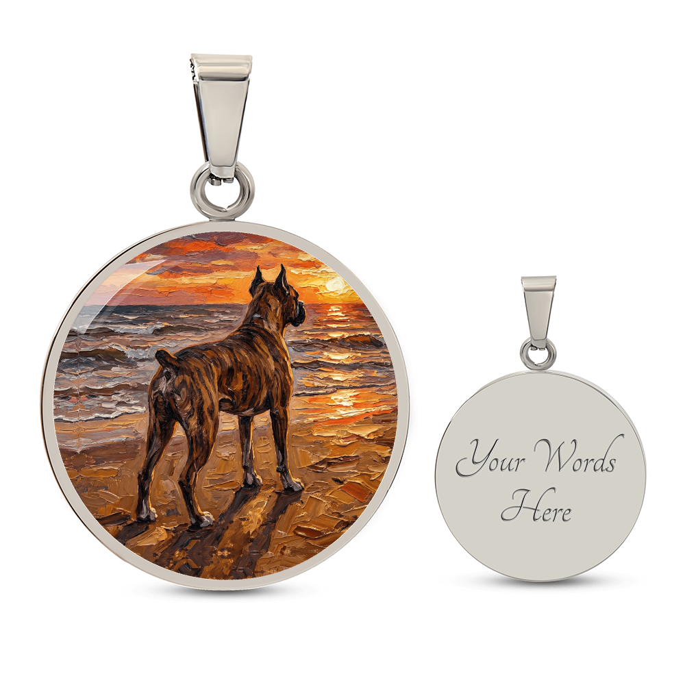Beach Day - Brindle Boxer Round Necklace
