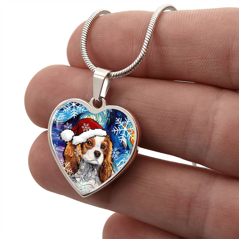 Santa Blenheim Spaniel Heart Necklace