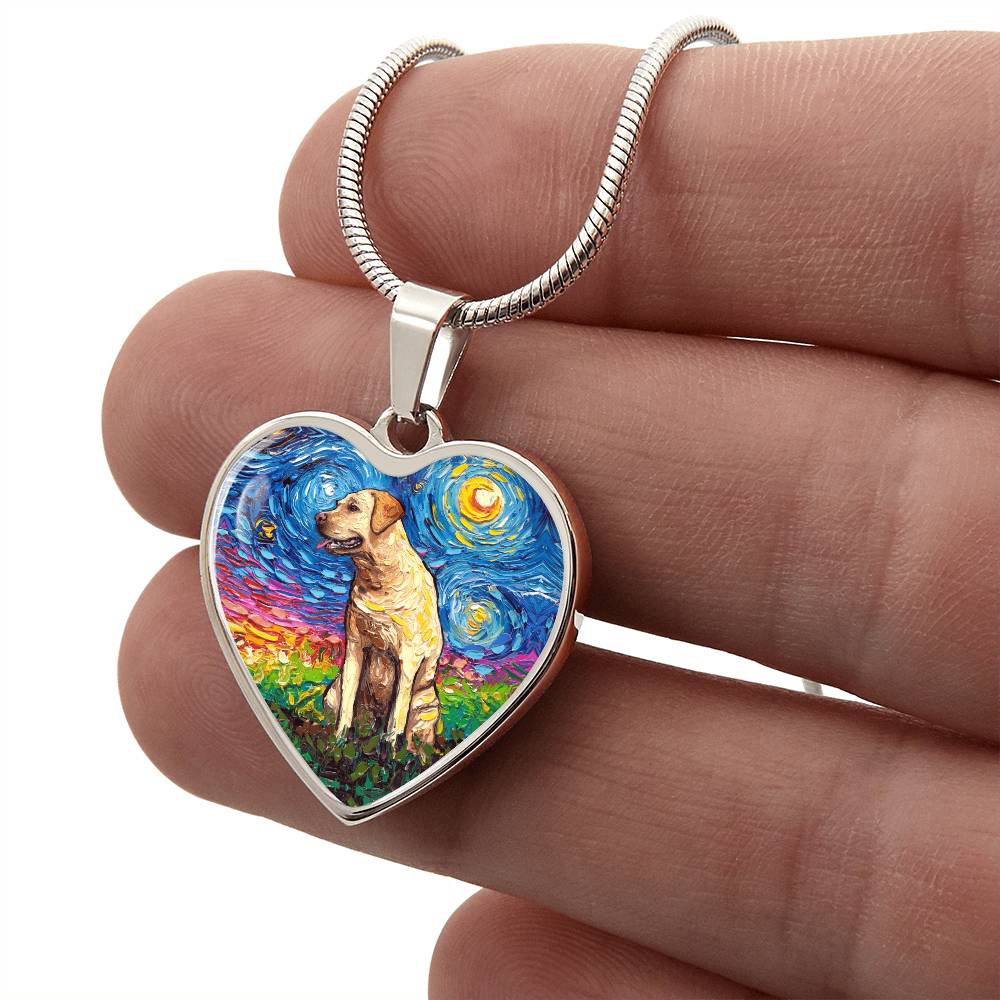 Yellow Labrador Starry Night Heart Bangle Bracelet