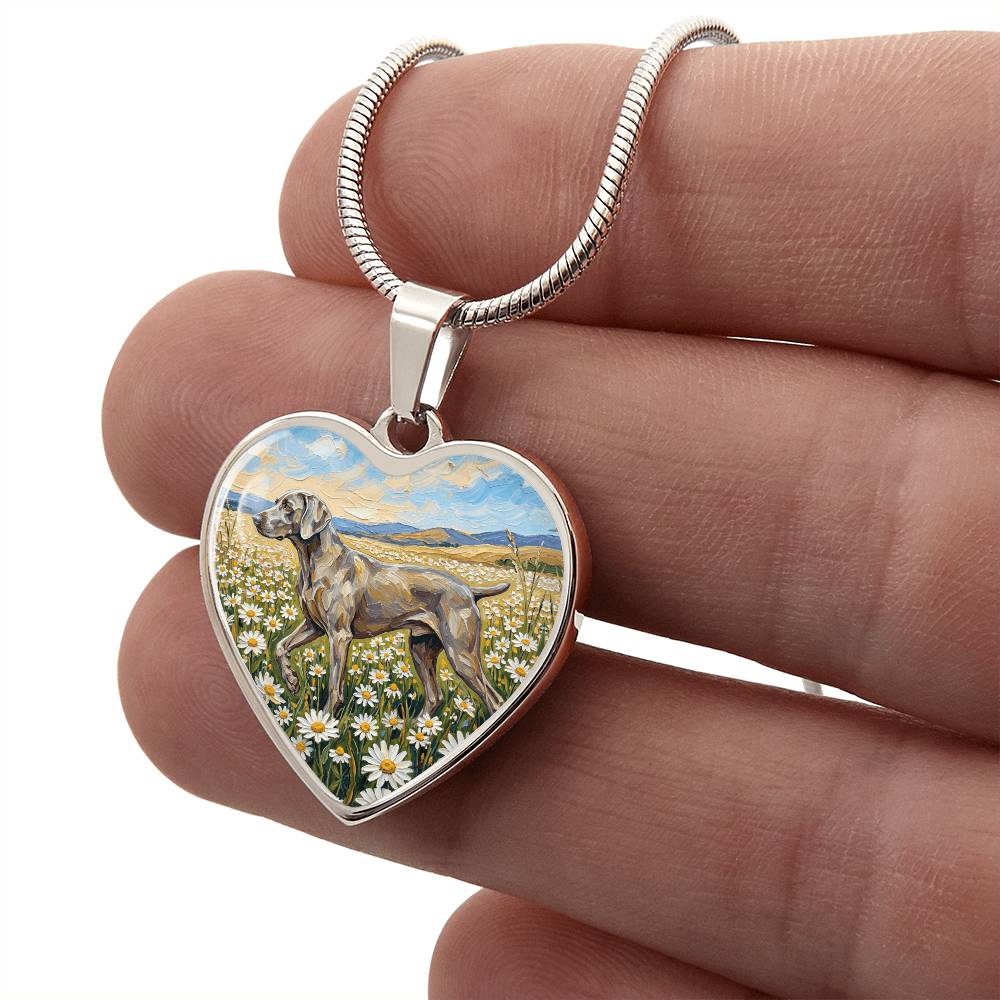 Amongst The Flowers - Weimaraner Heart Necklace