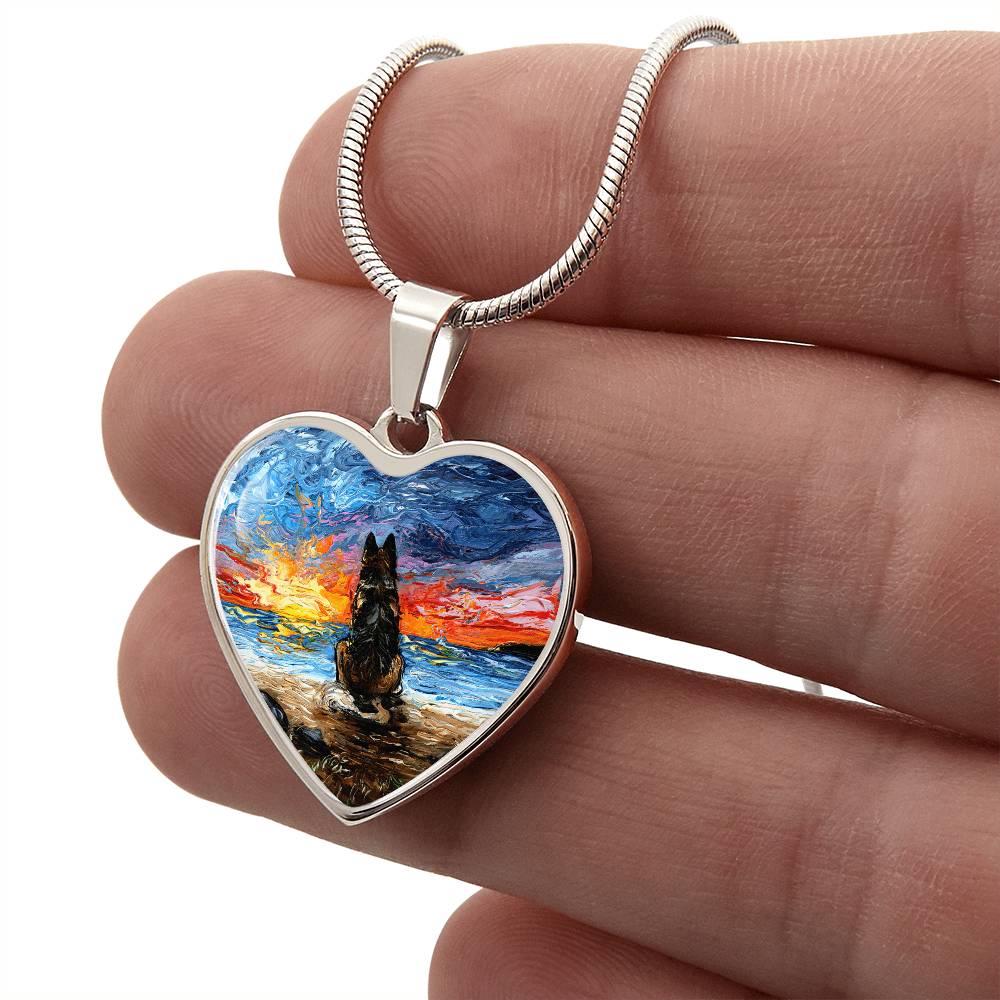 Beach Days - German Shepherd Heart Necklace