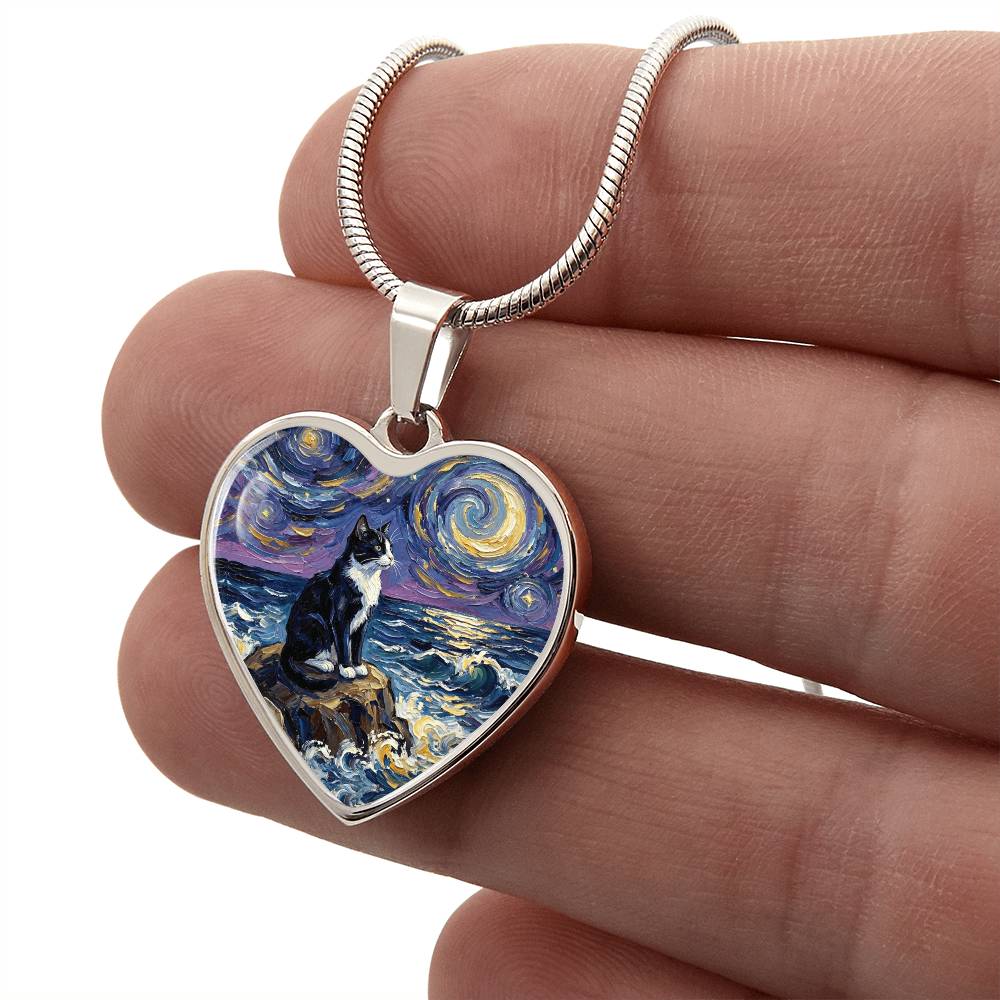 Beach Night - Tuxedo Cat Heart