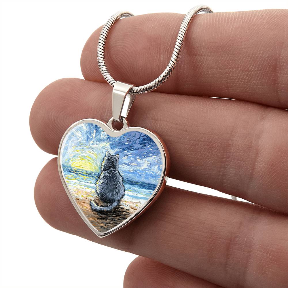 Beach Days - Nebelung Cat Heart Necklace