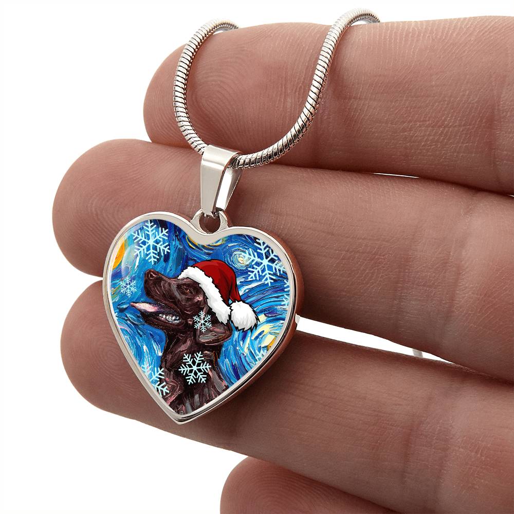 Chocolate Labrador Christmas Necklace