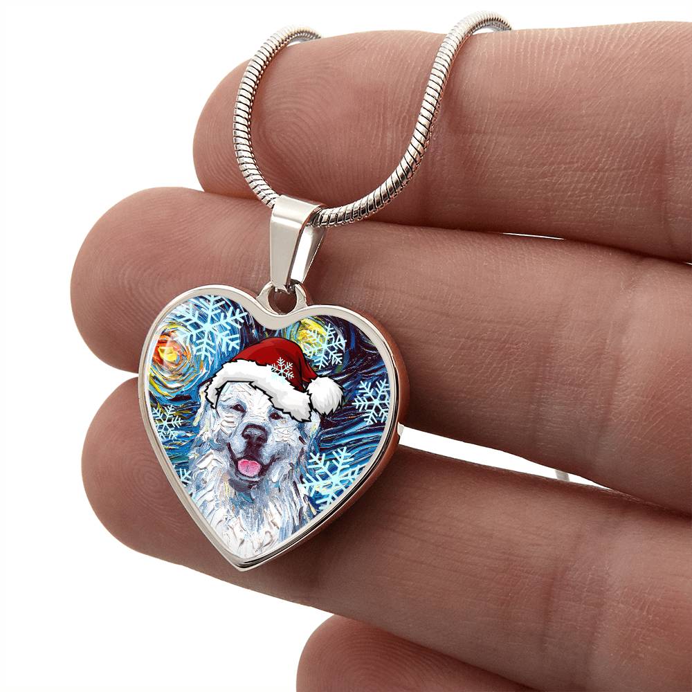 Great Pyrenees Christmas Heart Necklace