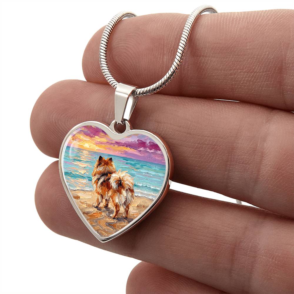 Summer Sunset - Pomeranian Heart Necklace
