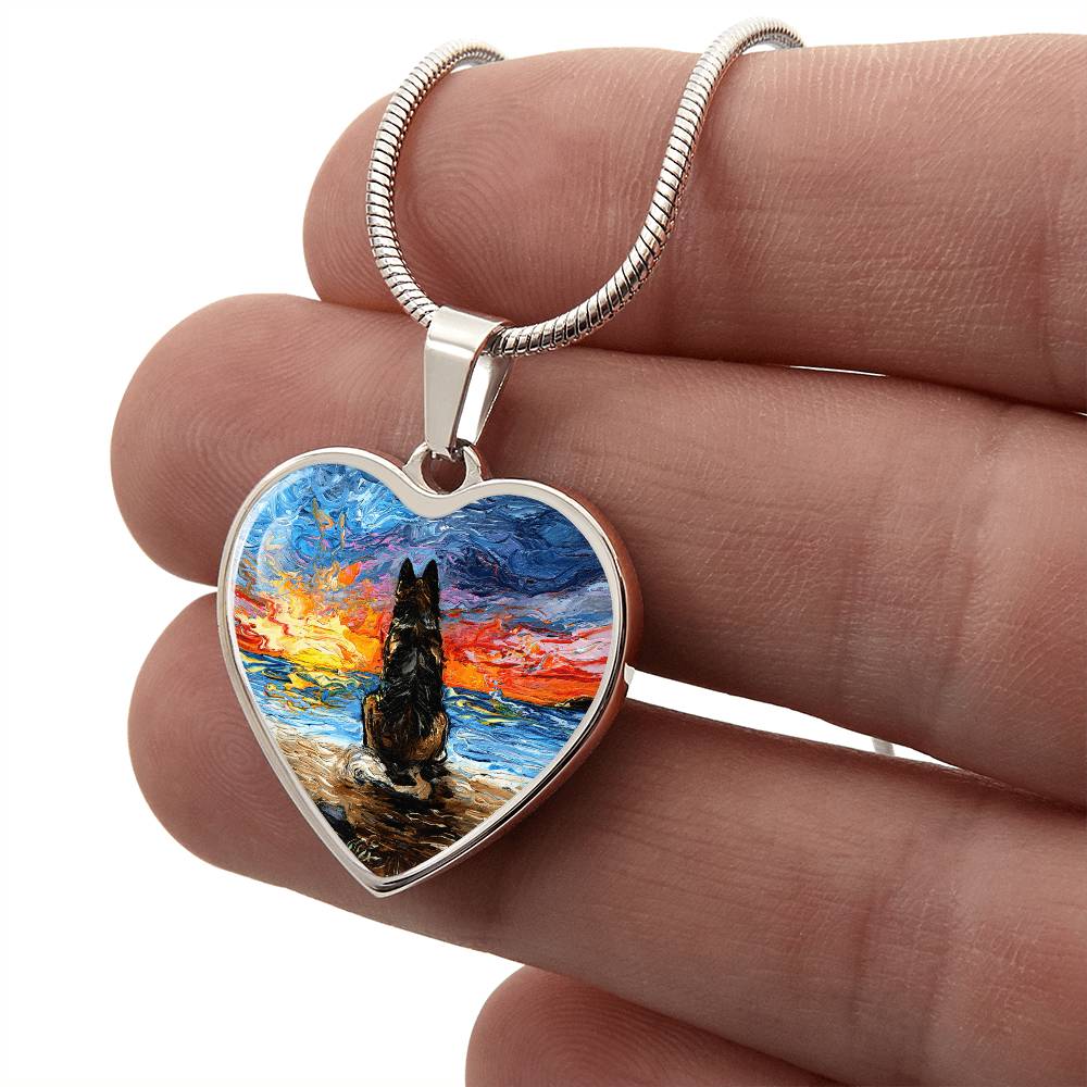 Beach Days - German Shepherd Heart Necklace