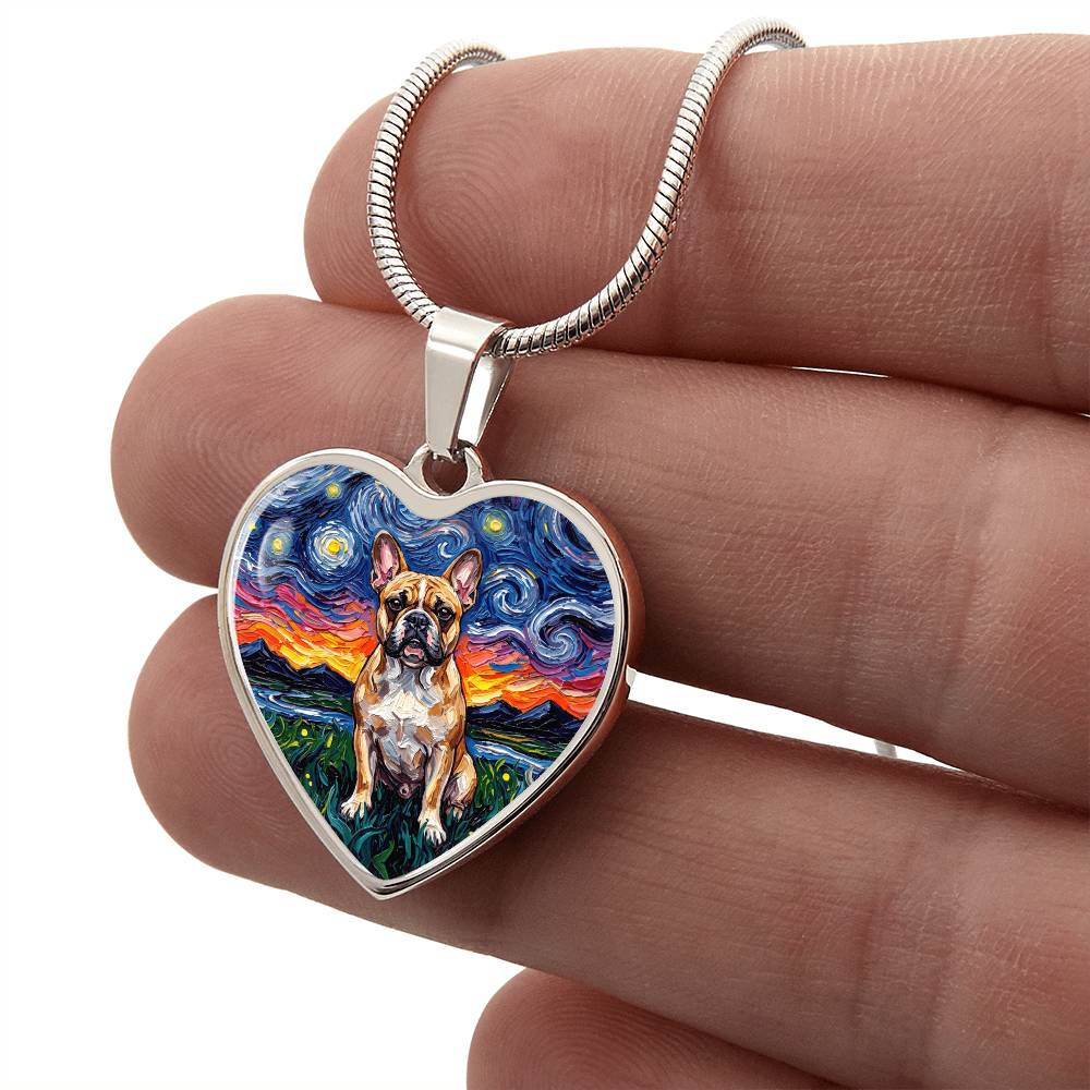 Frenchie Night Heart Necklace