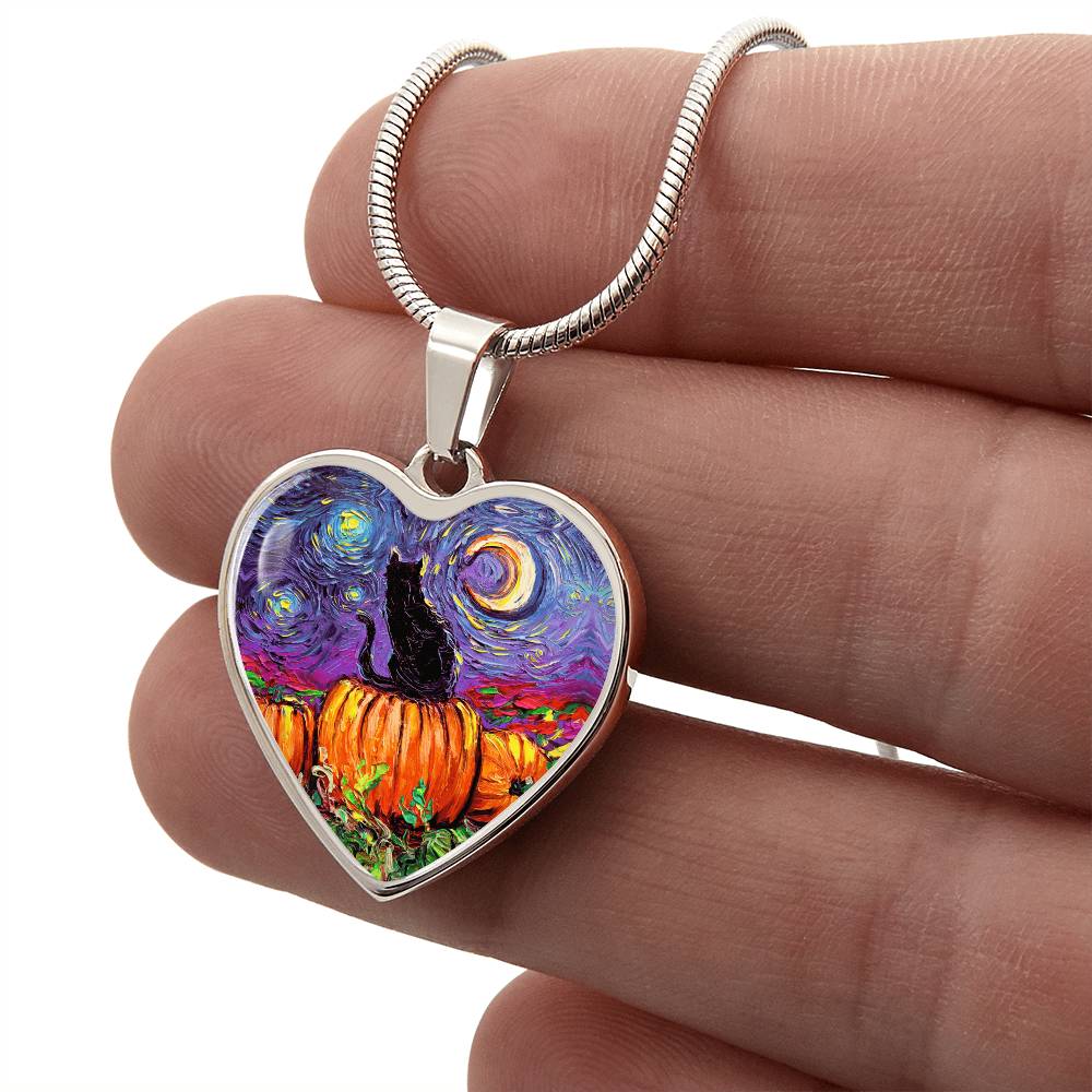 Starry Hallow's Eve Starry Night Heart Necklace
